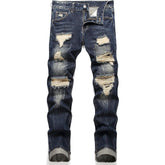 Men's Ripped Regular Fit Dark blue Jeans
